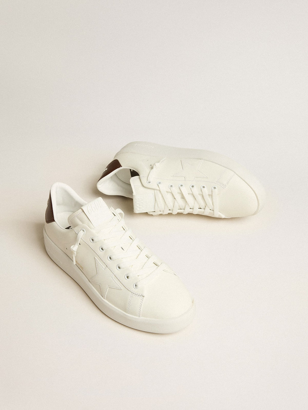 Purestar with white star and burgundy lizard-print heel tab| Golden Goose