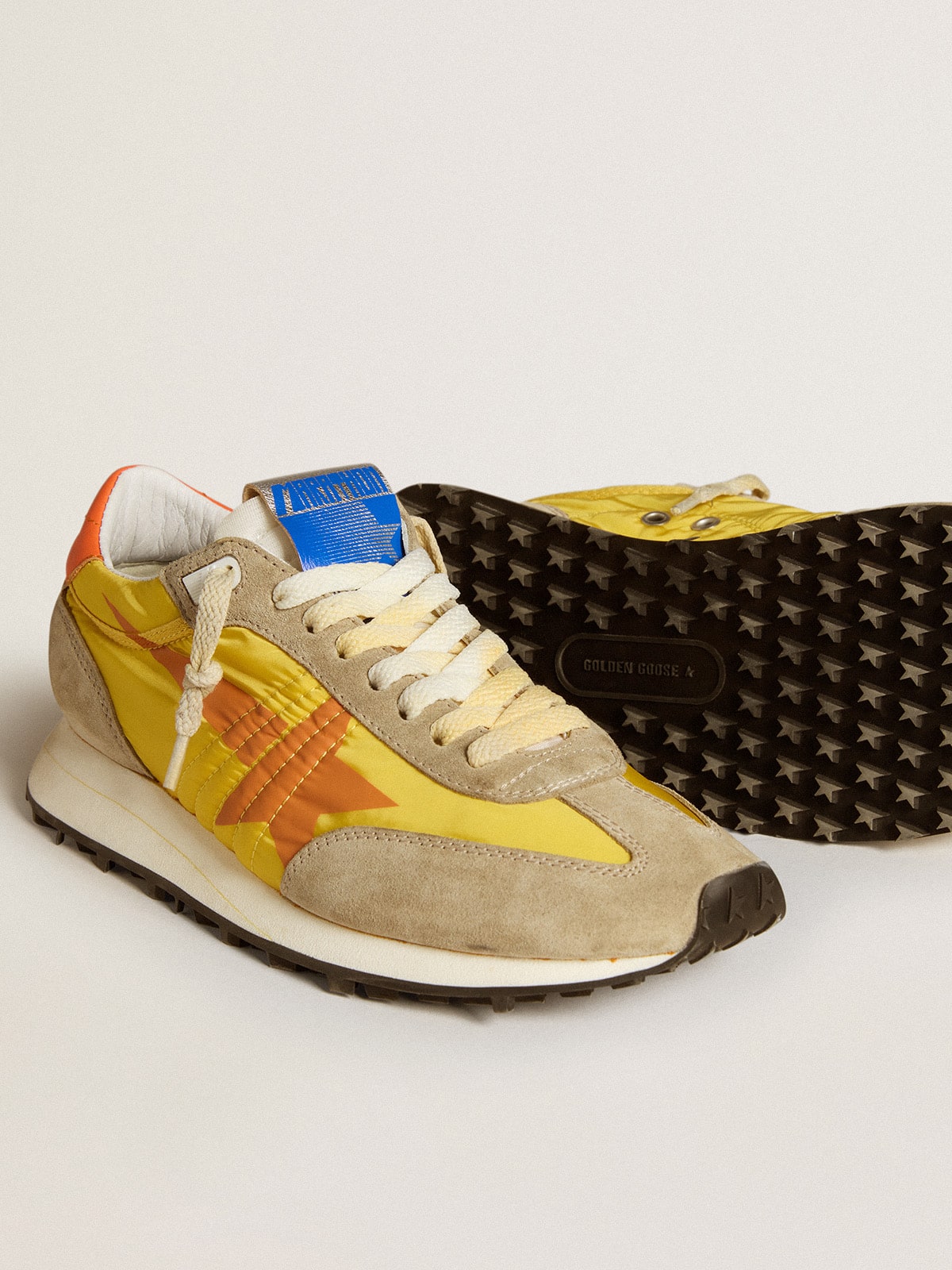 Women's Marathon with yellow nylon upper and orange star| Golden Goose