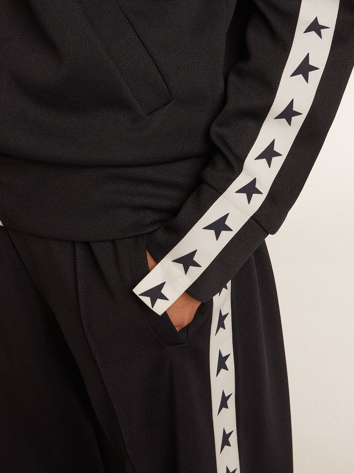 Dark blue joggers with white strip and contrasting stars| Golden Goose