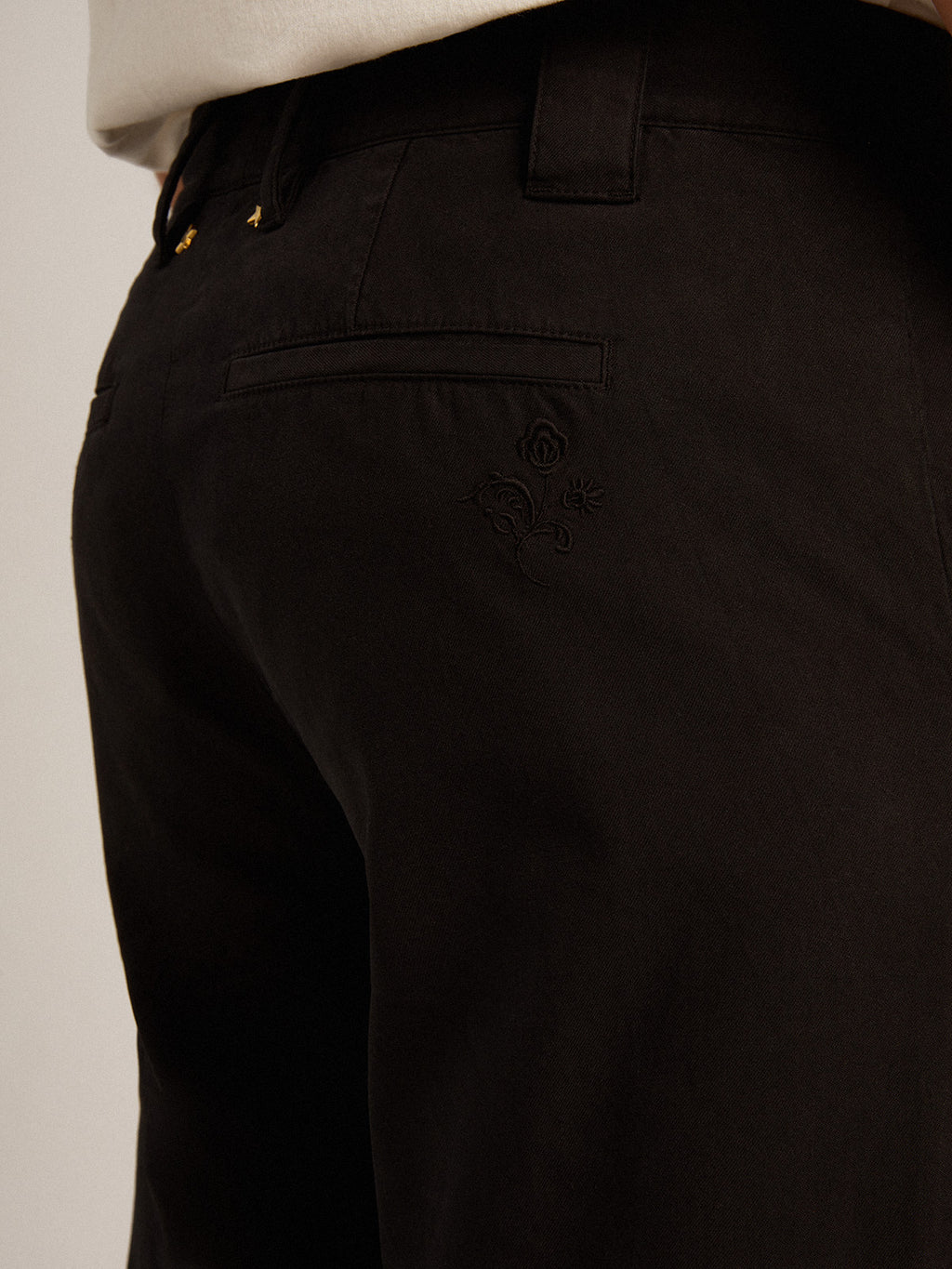 Black cotton gabardine chinos| Golden Goose