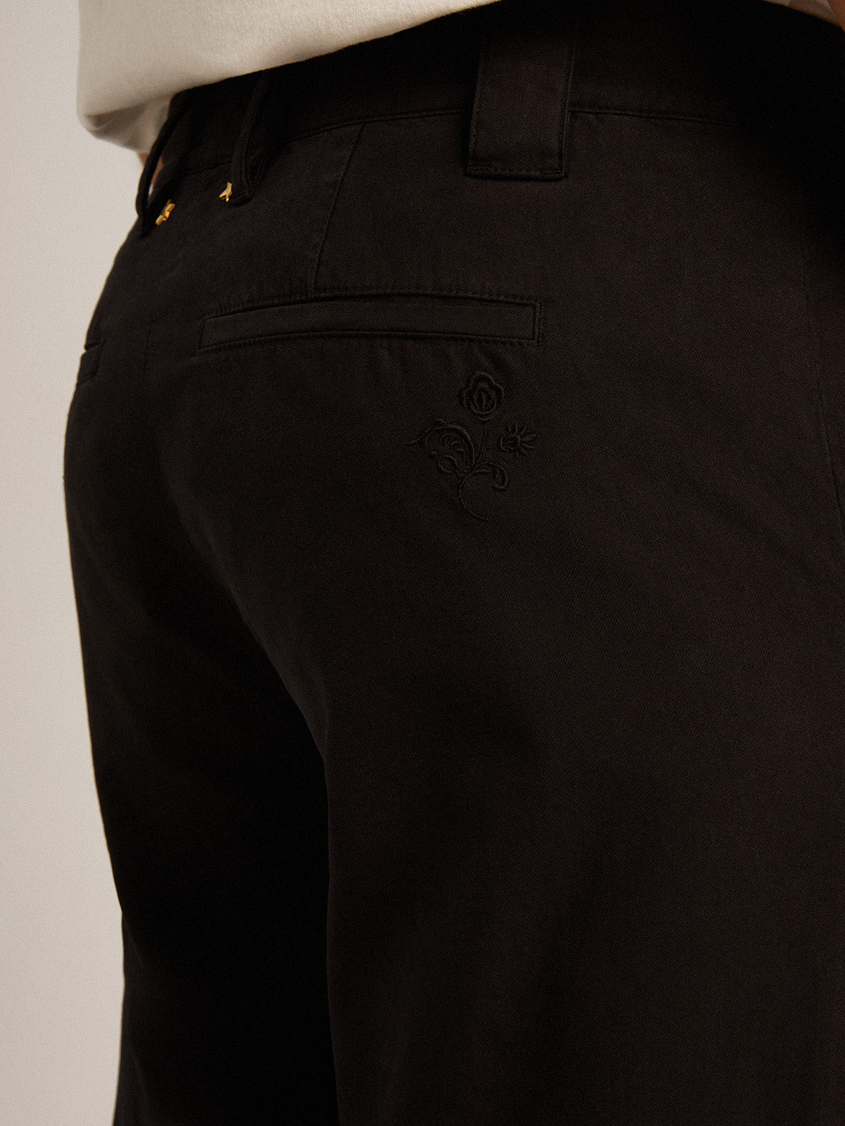 Black cotton gabardine chinos| Golden Goose