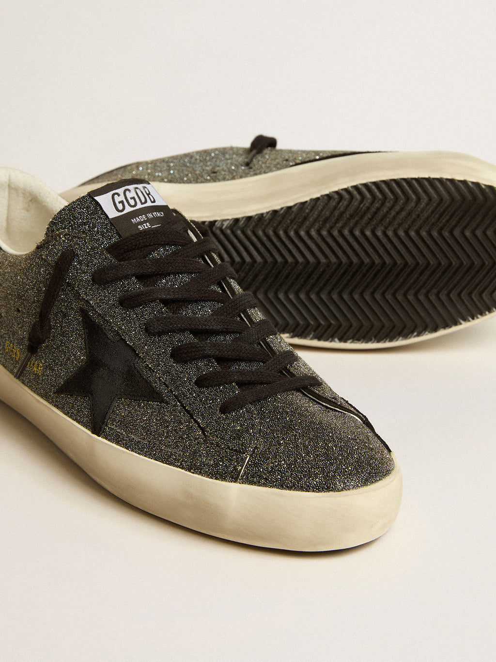 Men's Super-Star in black Swarovski crystals with black suede star| Golden Goose