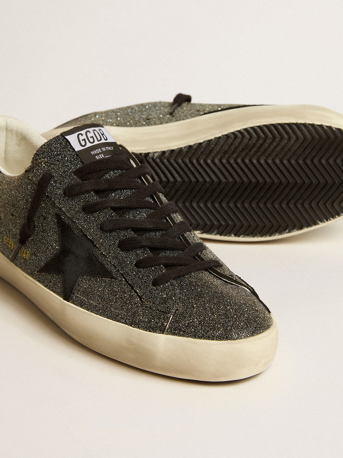 Men's Super-Star in black Swarovski crystals with black suede star| Golden Goose