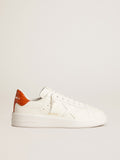 Men's Purestar with white leather star and orange heel tab| Golden Goose