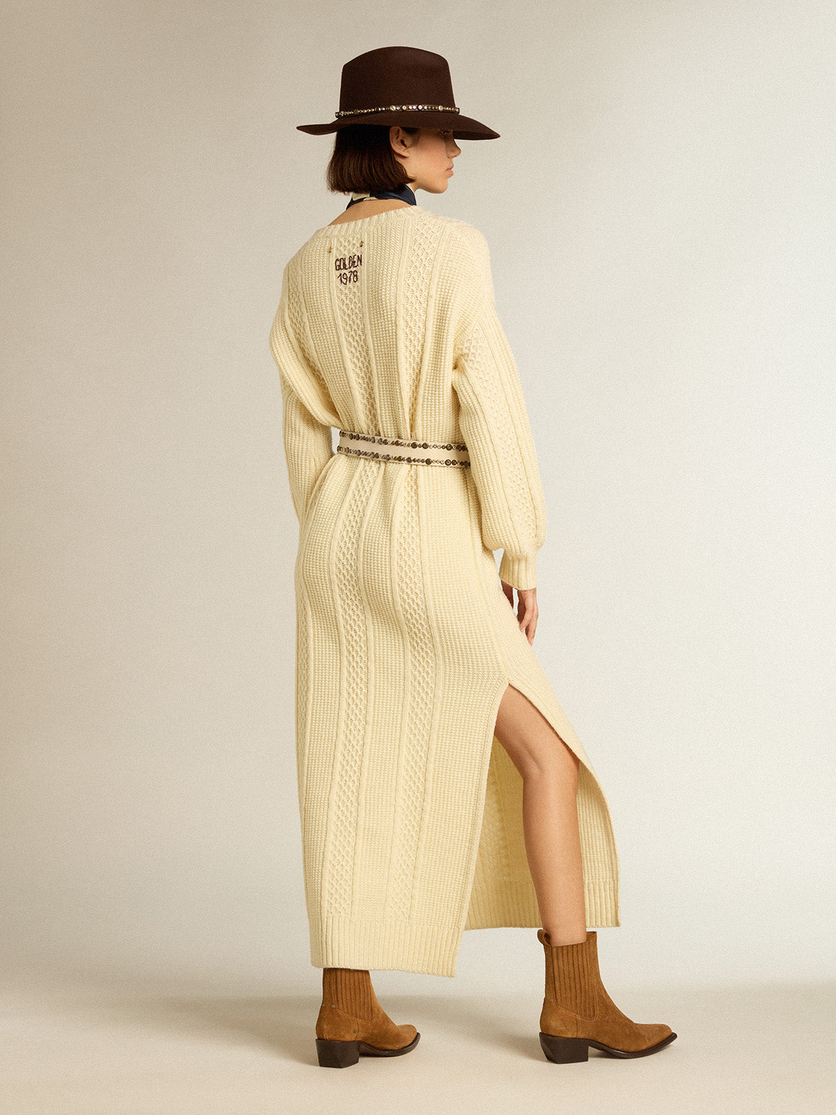 Wool dress with embroidery on the back| Golden Goose