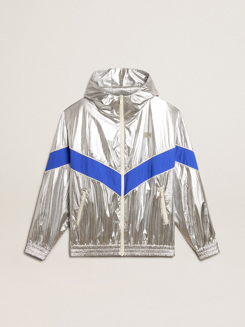 Men's windcheater in silver technical fabric| Golden Goose