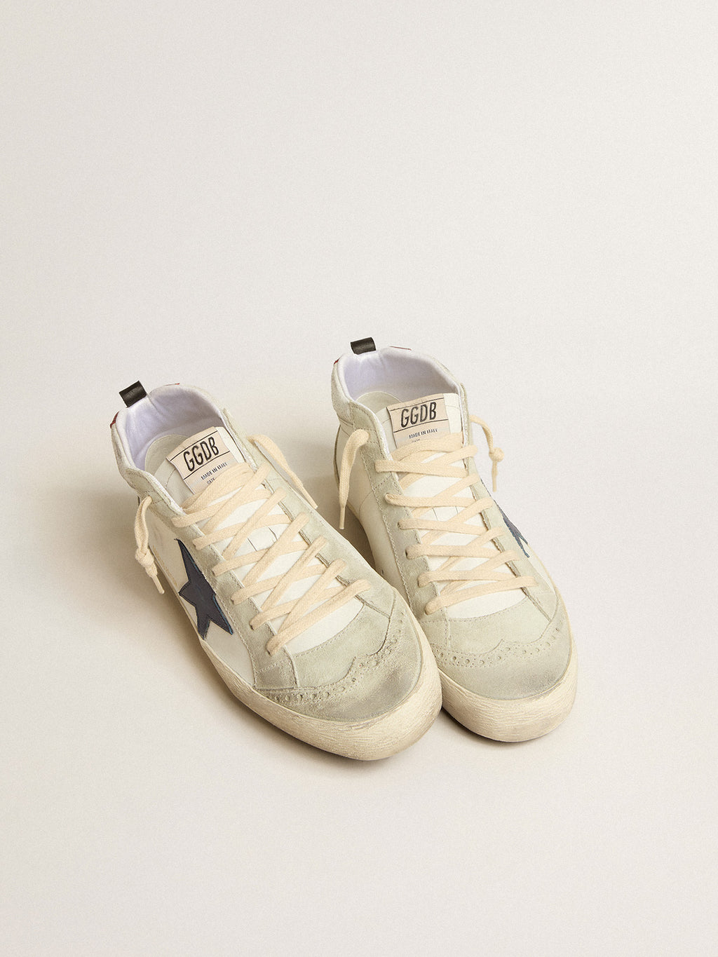 Mid Star LTD with blue leather star and white nappa leather flash| Golden Goose