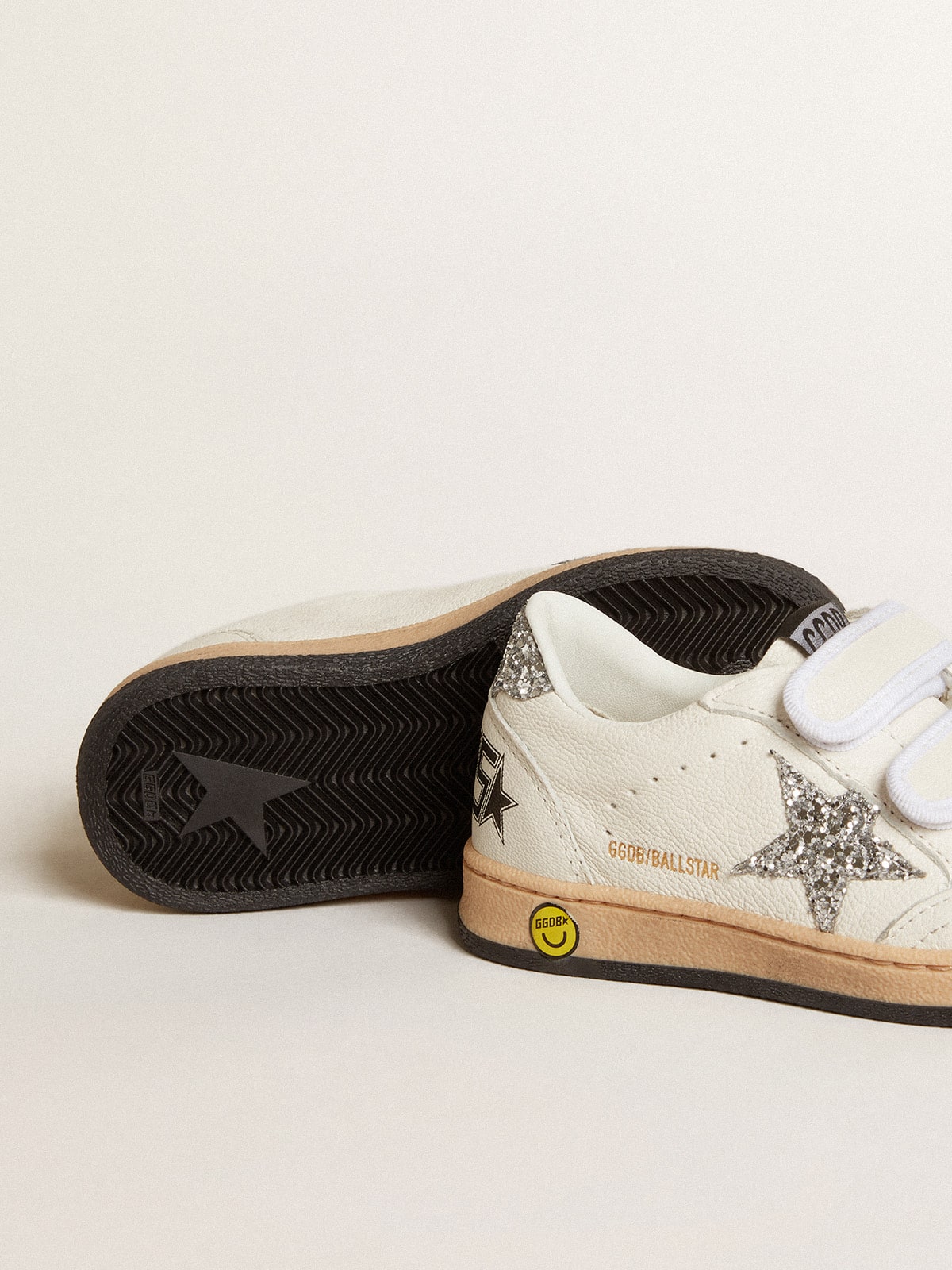 Ball Star Junior in nappa with silver glitter star and heel tab| Golden Goose