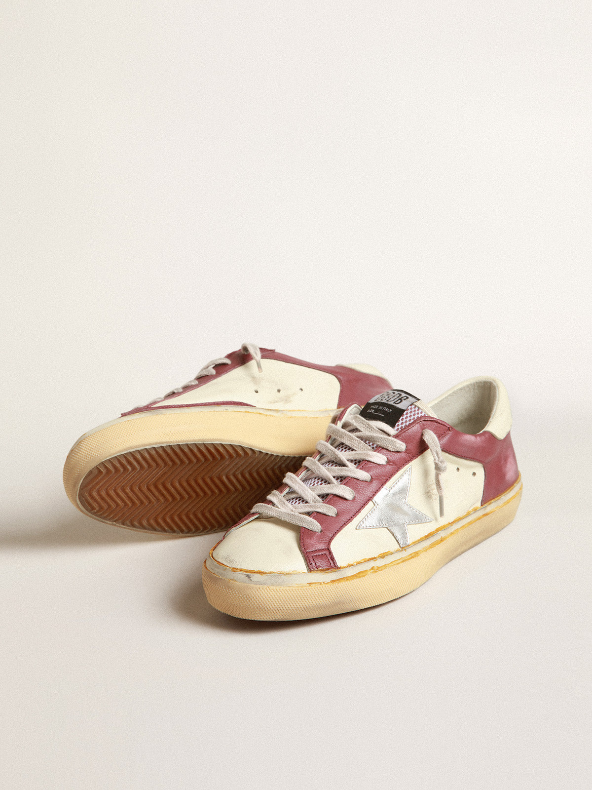 Super-Star in nappa leather with burgundy inserts and silver star| Golden Goose