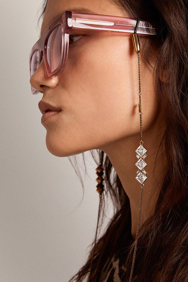 Women's glasses chain in antique gold color| Golden Goose