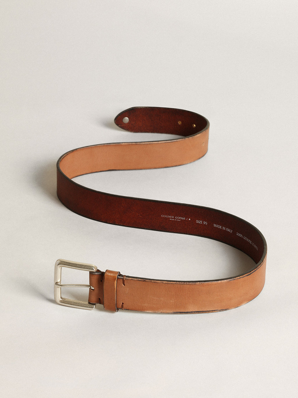 Belt in tan-colored washed leather| Golden Goose