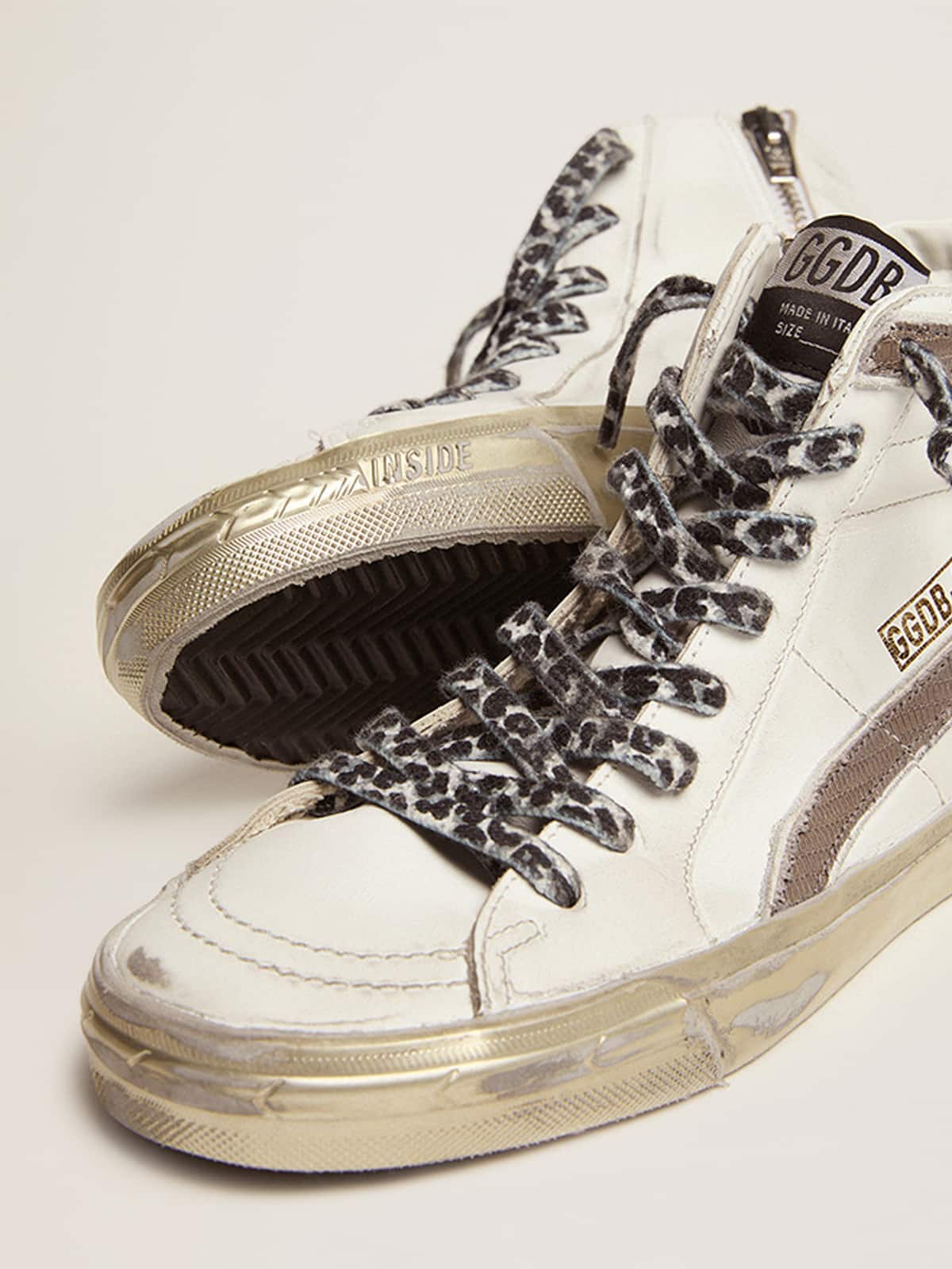 Women's Slide with star in white suede and leather flash| Golden Goose