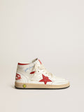 Young Sky-Star in white nappa with red star and heel tab| Golden Goose