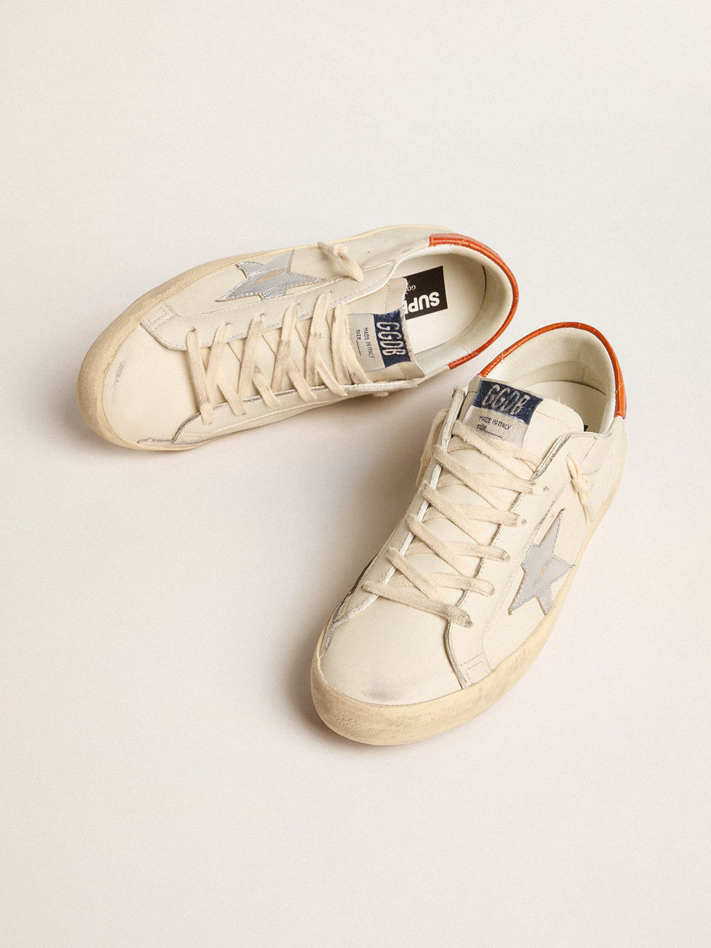 Super-Star LTD with silver leather star and croc-print leather heel tab| Golden Goose