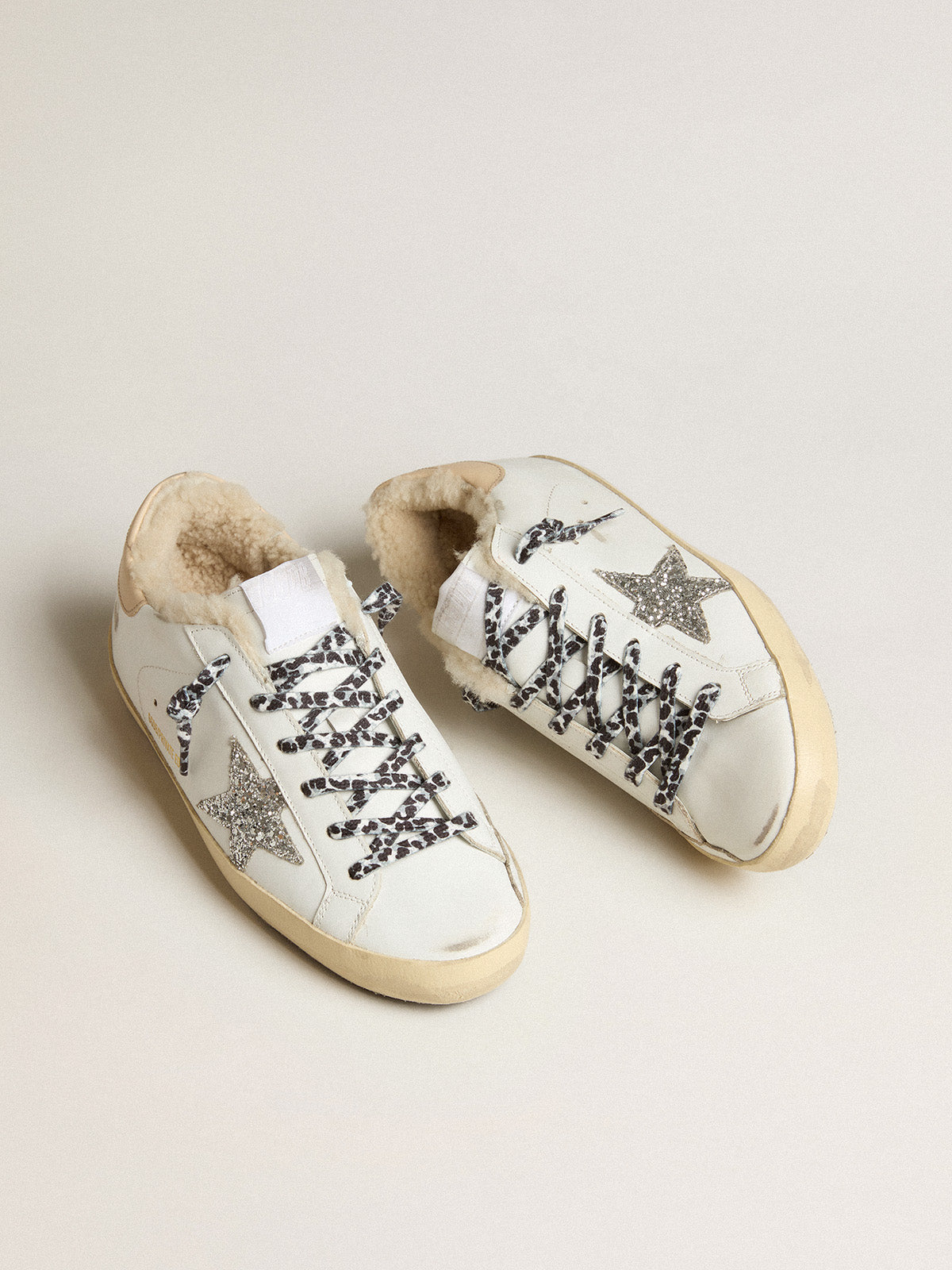 Super-Star LTD with shearling lining and silver glitter star| Golden Goose