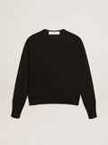 Women's round-neck sweater in black wool| Golden Goose