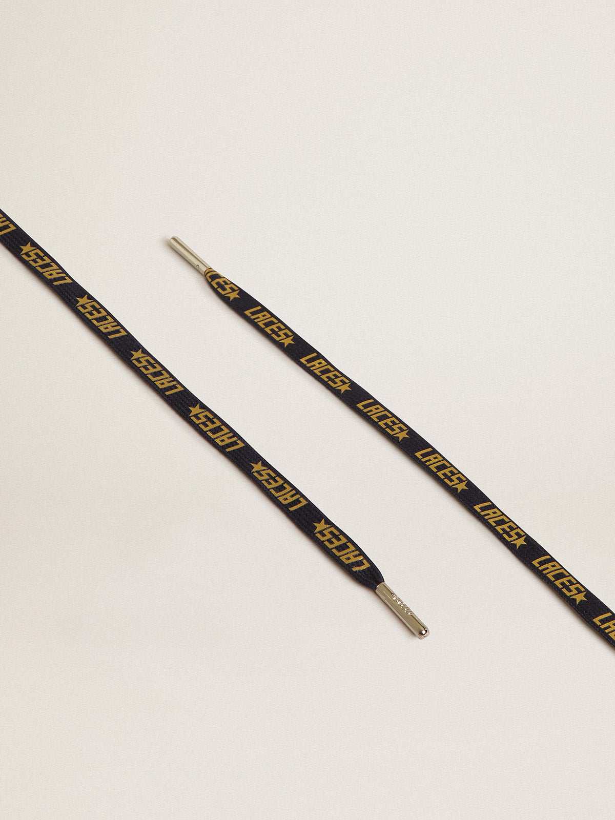 Navy-blue laces with contrasting gold-colored 'Laces' lettering| Golden Goose