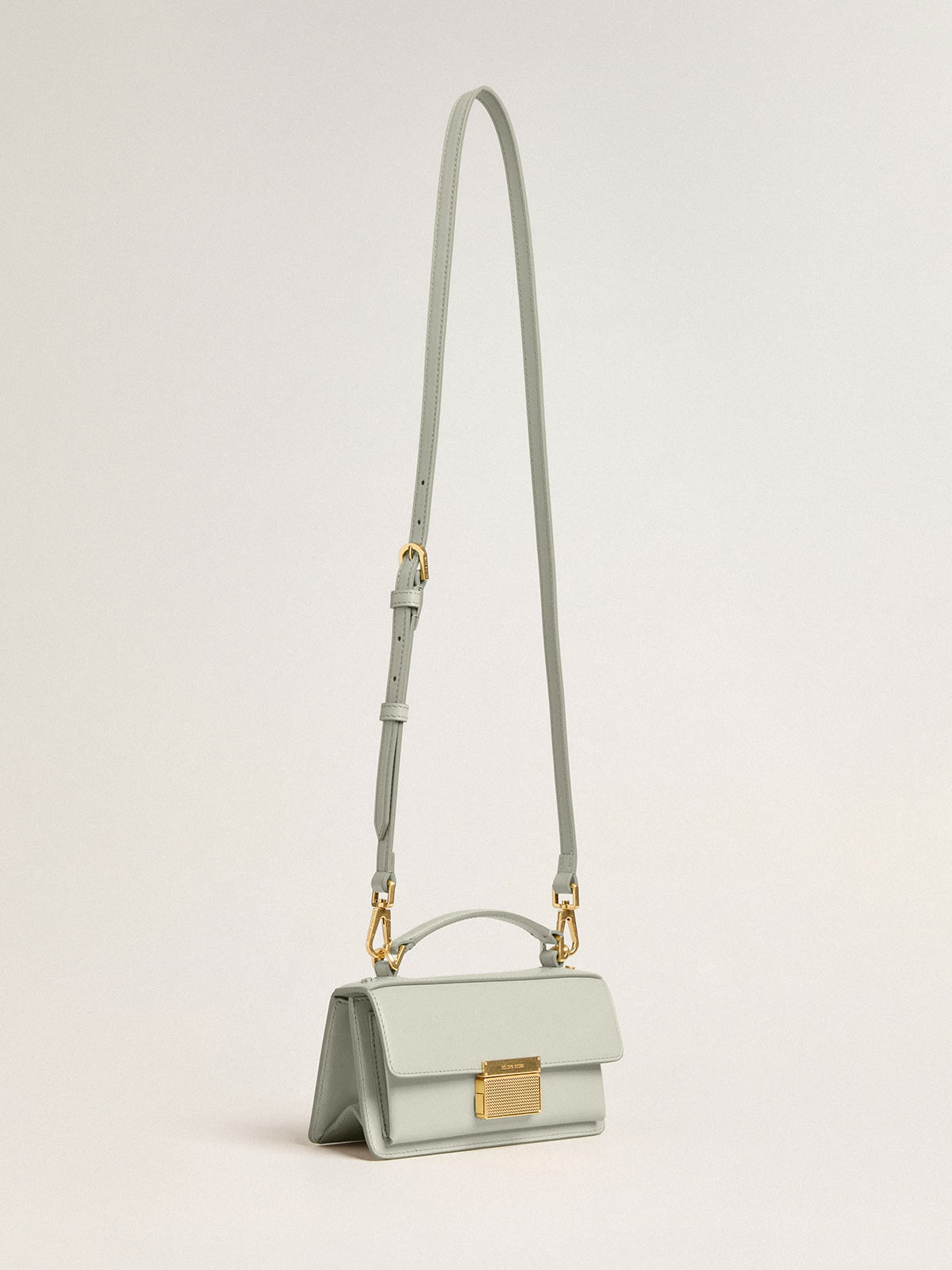Small Venezia Bag in mineral-gray boarded leather with gold details| Golden Goose