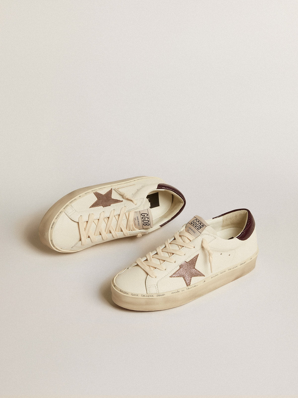Women's Hi Star LTD in nappa with glitter star and lizard-print heel tab| Golden Goose