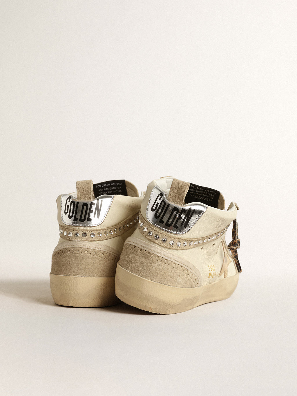 Mid Star with metallic leather star, and flash with crystals| Golden Goose