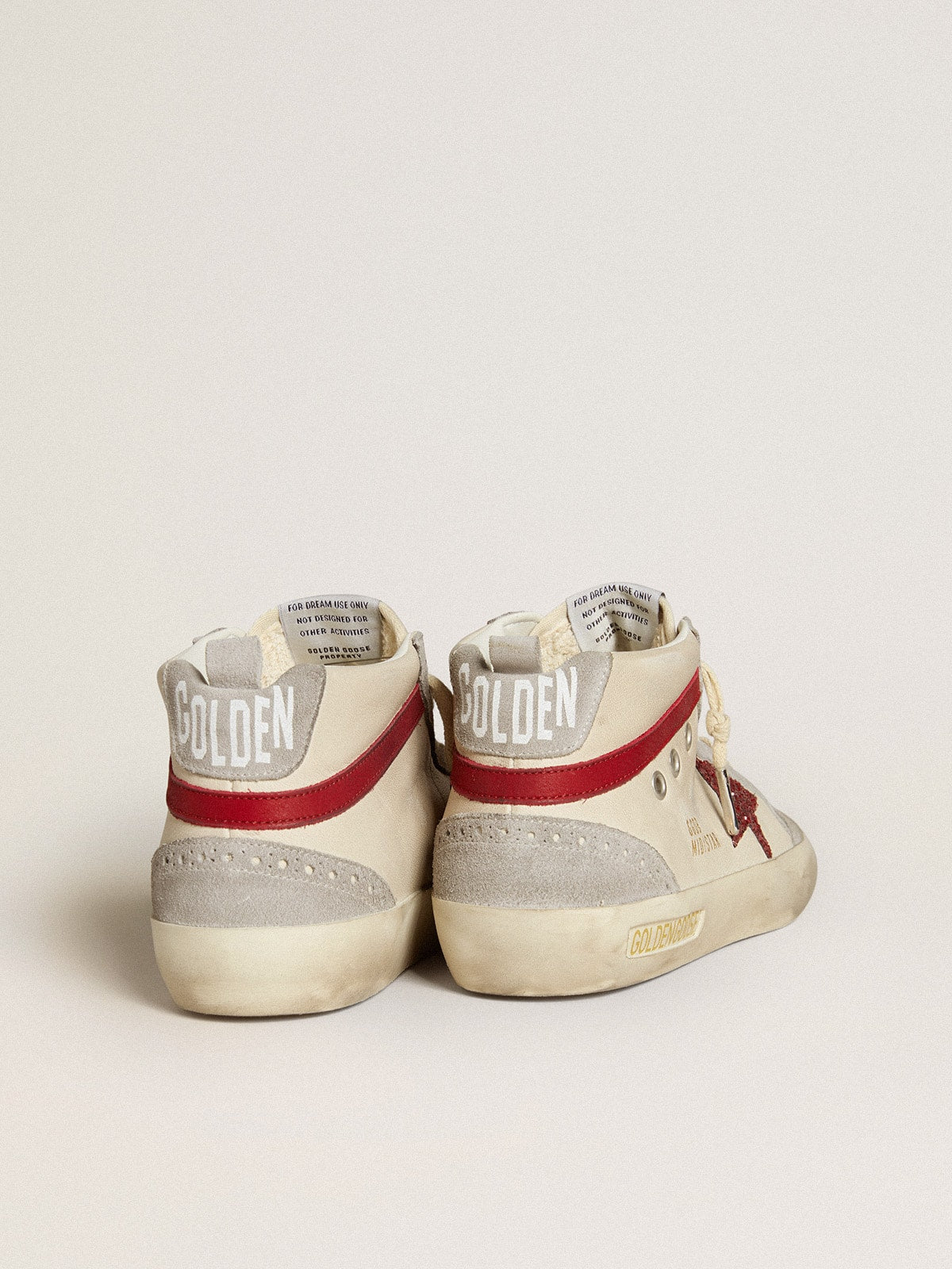 Women's Mid Star in leather with glitter star and red nubuck flash| Golden Goose