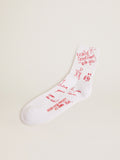 White socks with red lettering print| Golden Goose