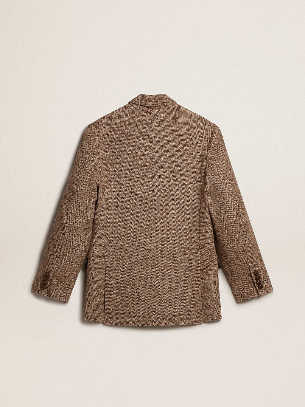 Men's brown double-breasted blazer with button fastening| Golden Goose