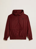 Burgundy windbreaker with hood| Golden Goose