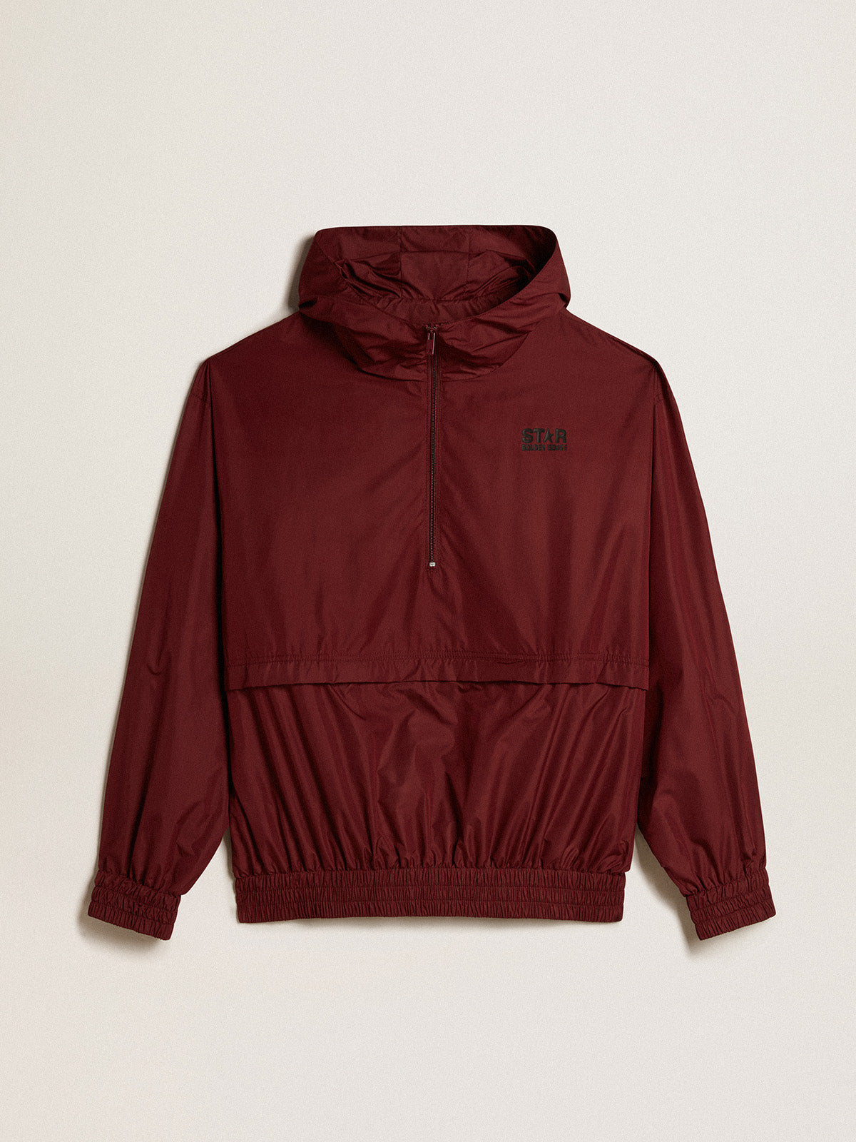 Burgundy windbreaker with hood| Golden Goose