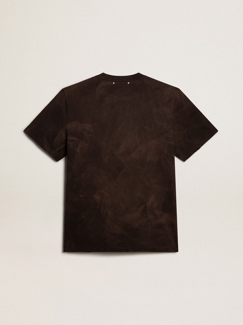 Anthracite cotton T-shirt with lettering on the front| Golden Goose