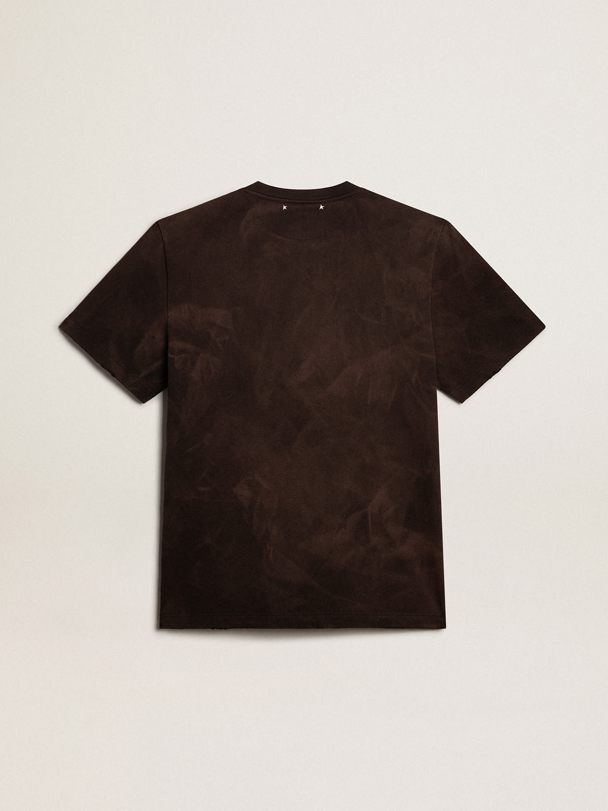 Anthracite cotton T-shirt with lettering on the front| Golden Goose