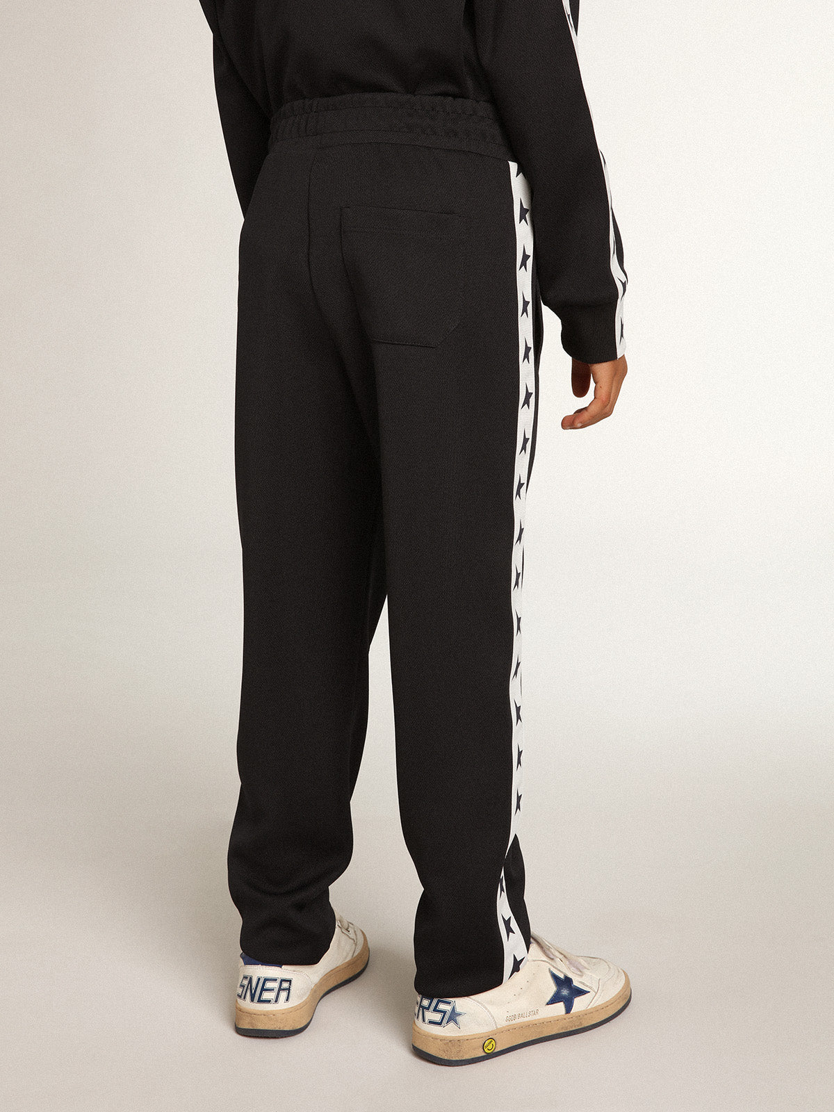 Dark blue joggers with white strip and contrasting stars| Golden Goose
