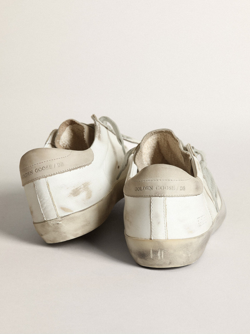 Men's Super-Star with perforated star and ice-gray heel tab| Golden Goose