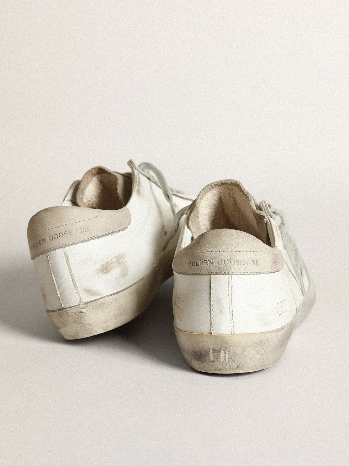Men's Super-Star with perforated star and ice-gray heel tab| Golden Goose