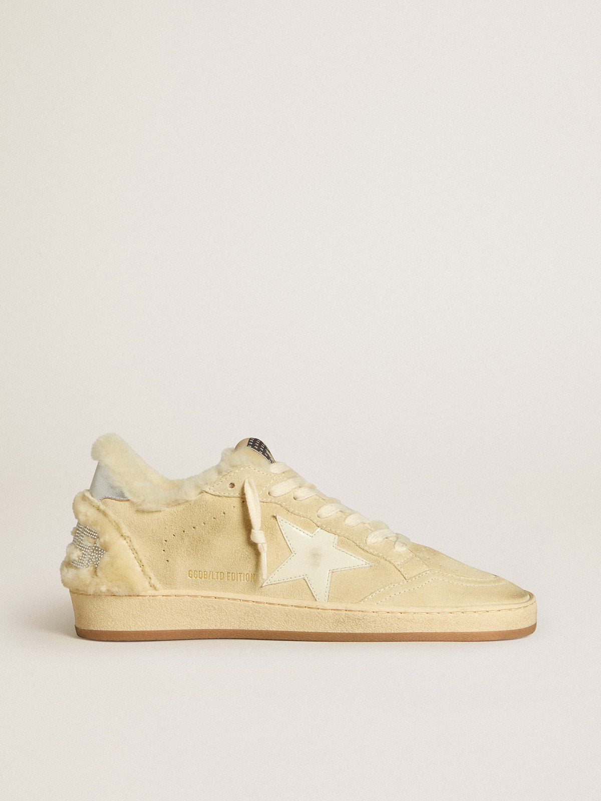 Ball Star LTD in suede and shearling with white patent leather star| Golden Goose