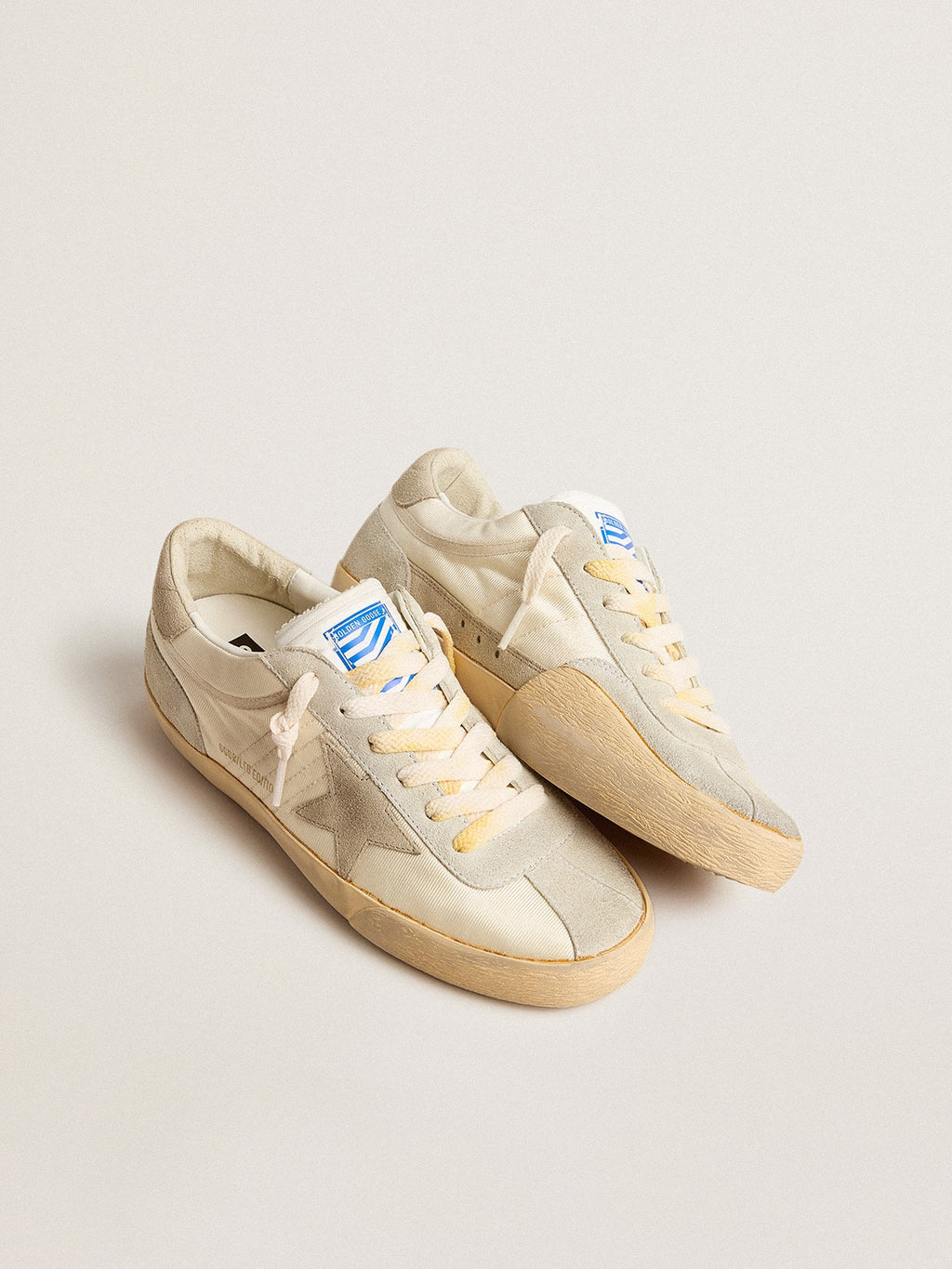 Men's Super-Star LAB in nylon with dove-gray star and ice-gray suede inserts| Golden Goose