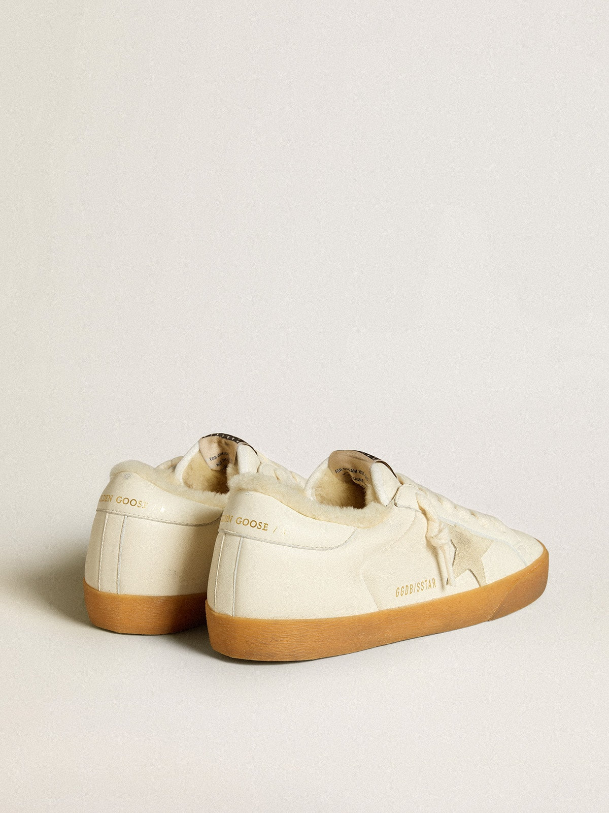 Super-Star in white nappa with suede star and shearling lining| Golden Goose
