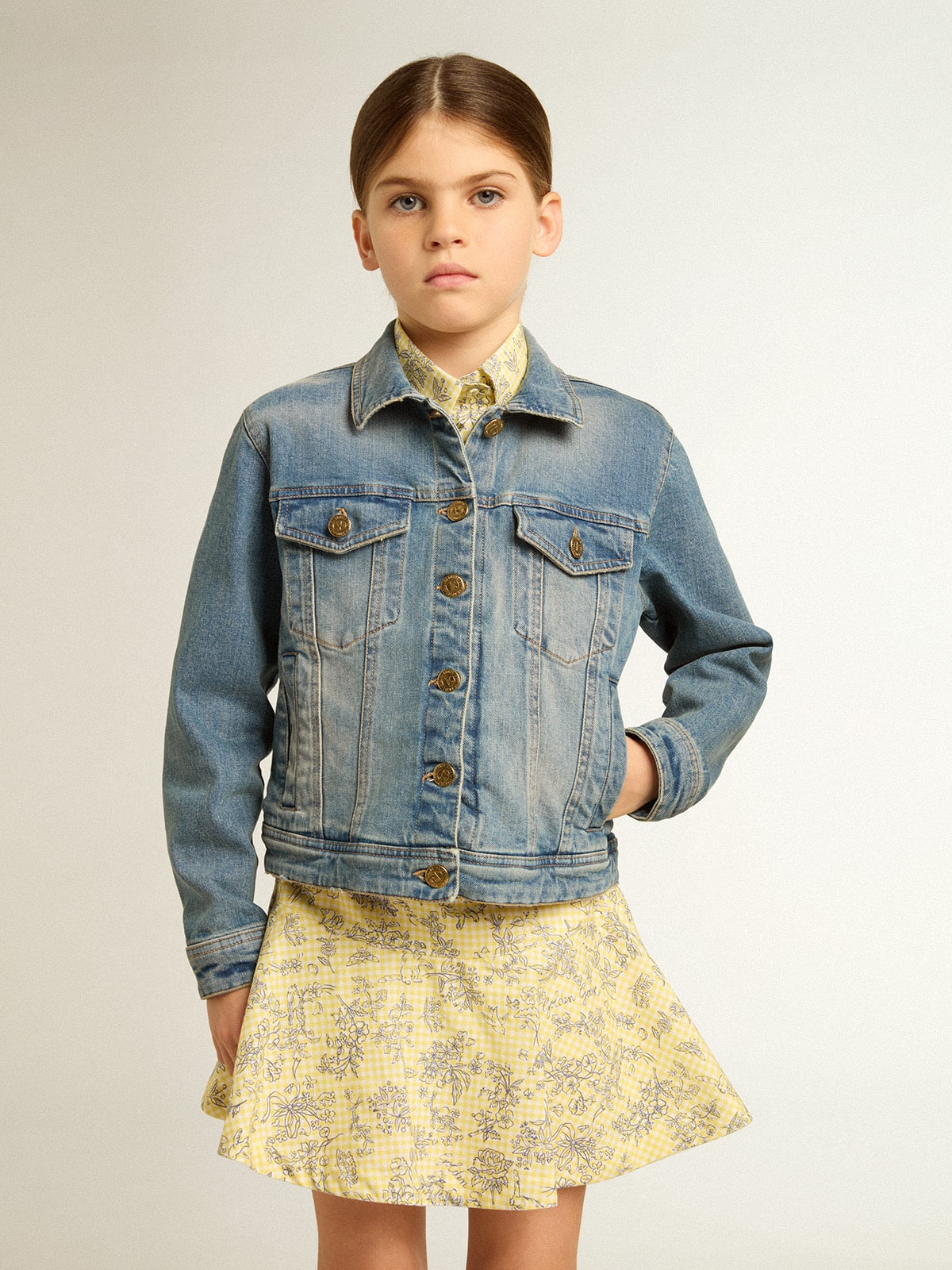 Boys' mid-wash denim jacket| Golden Goose