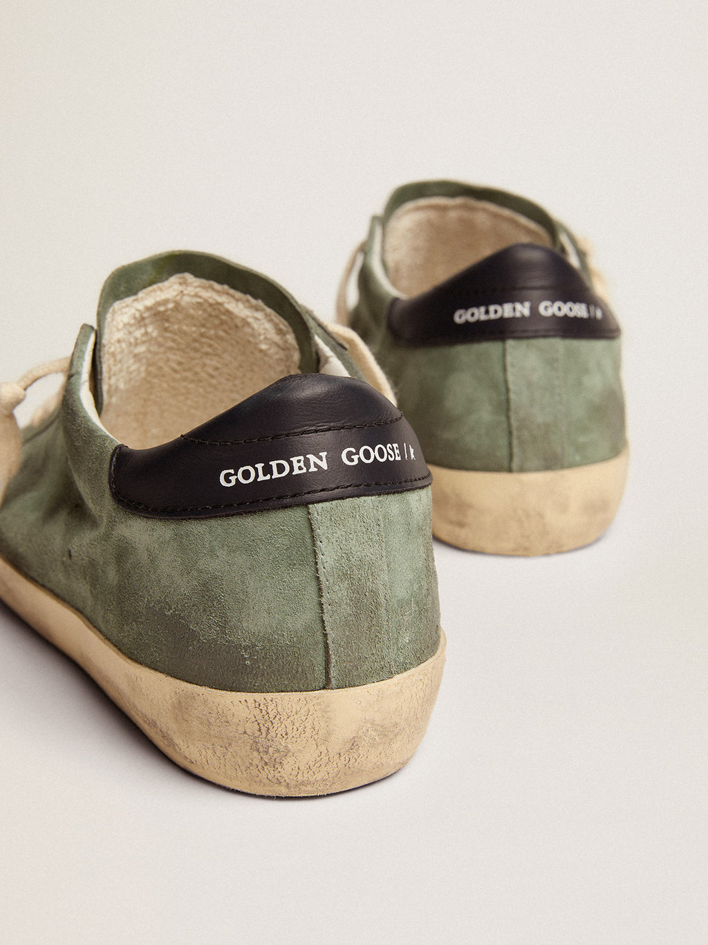 Women's Super-Star in military green suede with perforated star| Golden Goose
