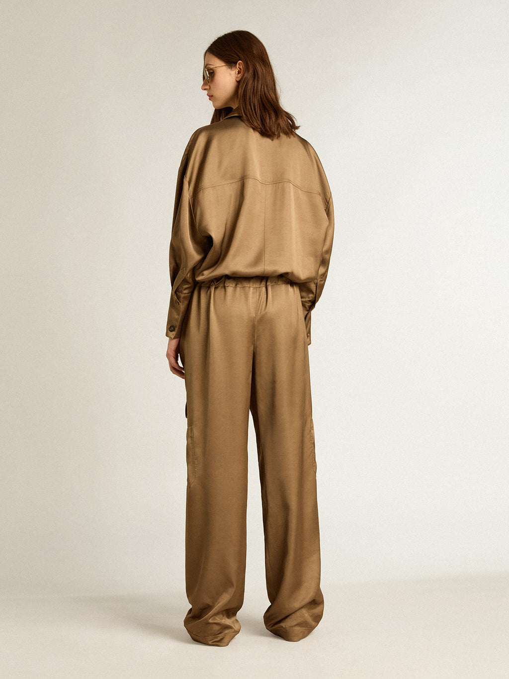 Mocha-beige viscose jumpsuit| Golden Goose