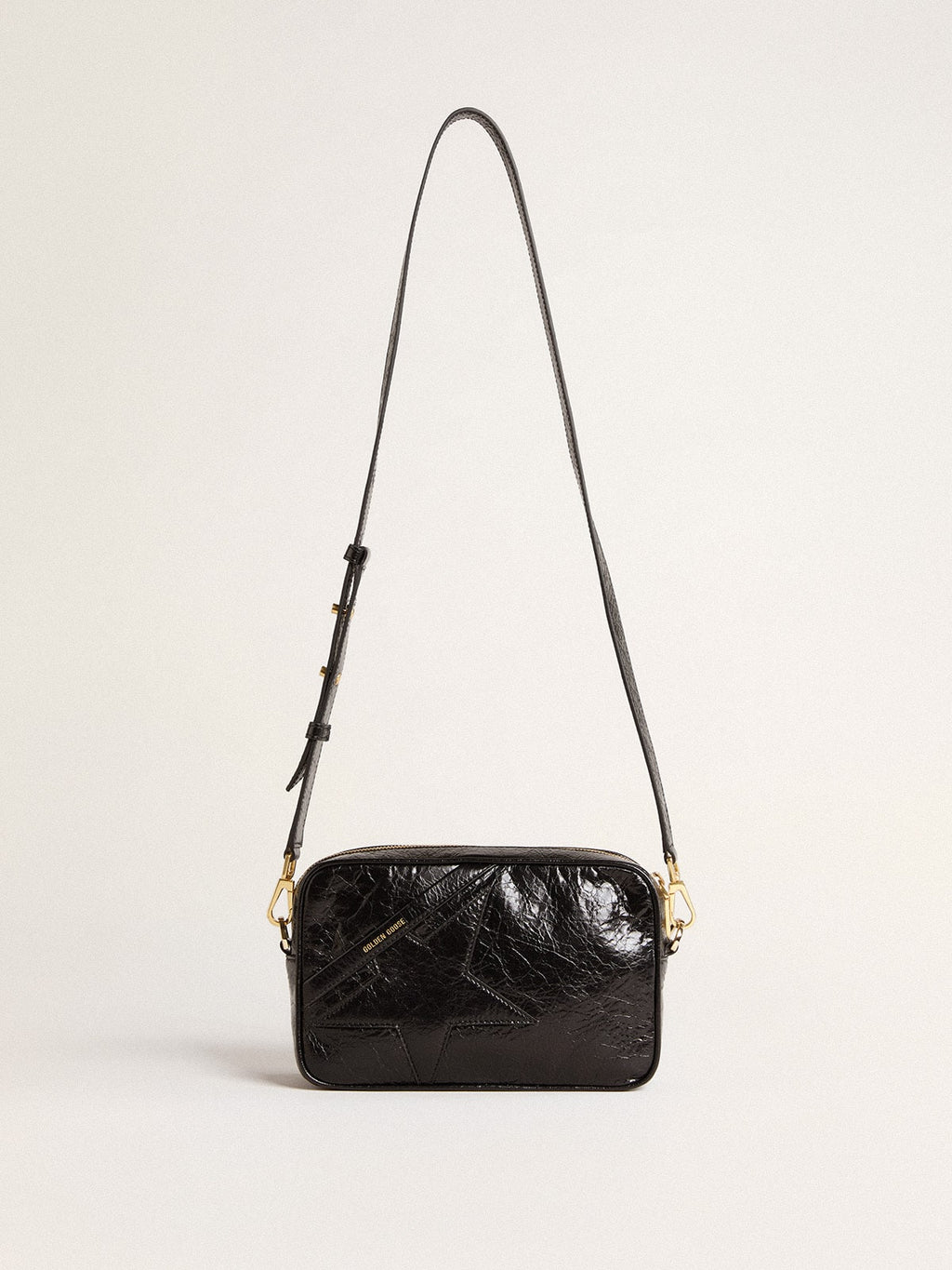 Star Bag in glossy black leather with tone-on-tone star| Golden Goose