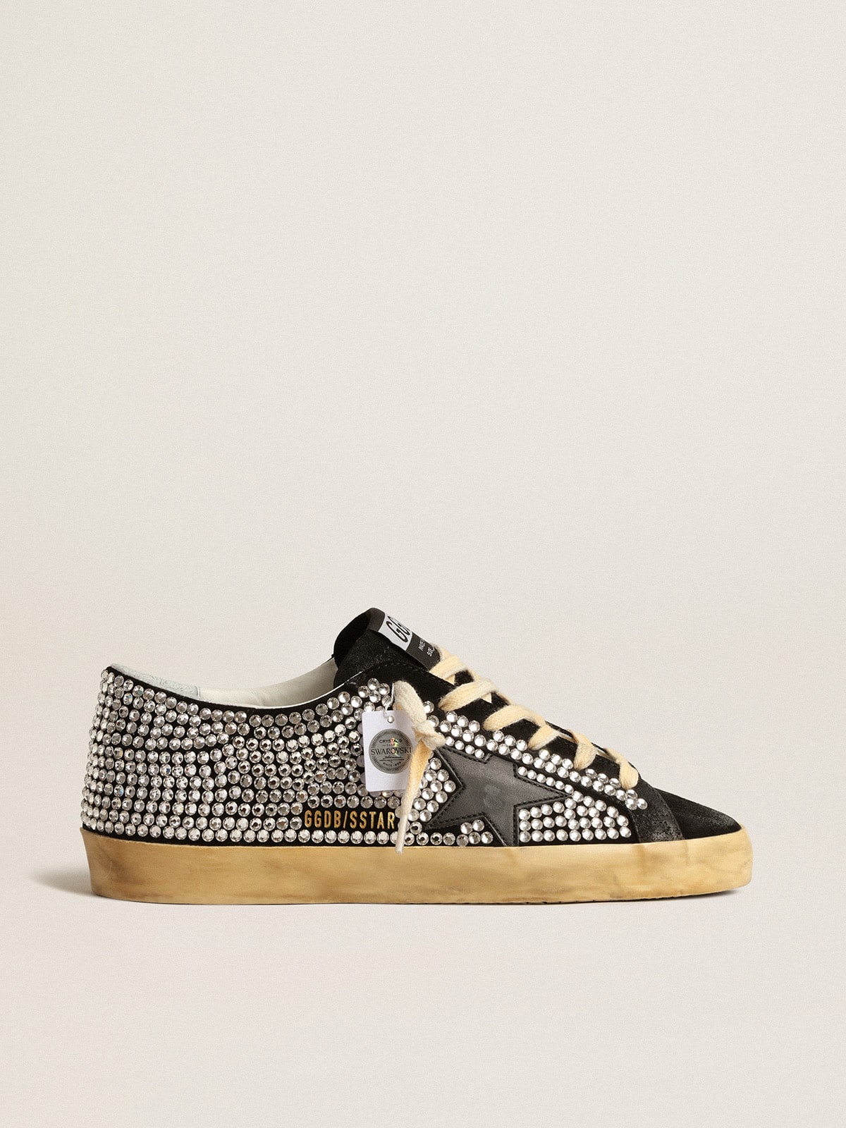 Super-Star LTD with Swarovski crystals and black leather star| Golden Goose