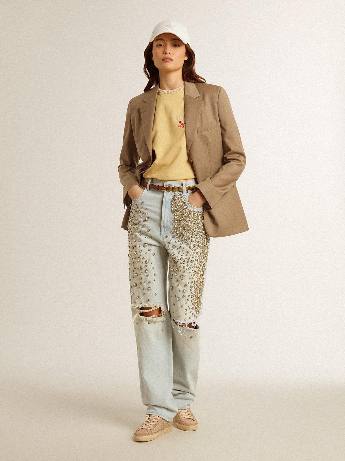 Women's dove-gray double-breasted blazer| Golden Goose