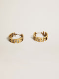 Hoop earrings in antique gold color with Forever For You lettering| Golden Goose