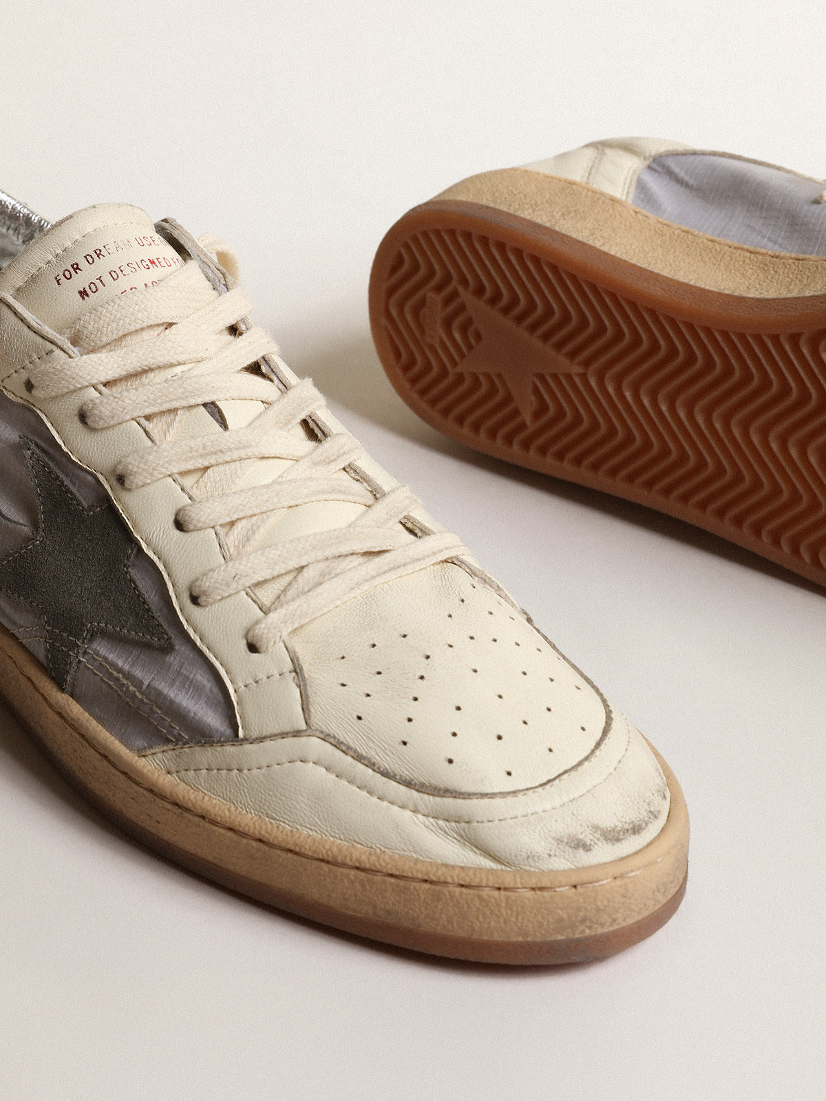 Ball Star in nappa and reflective nylon with dark gray suede star| Golden Goose