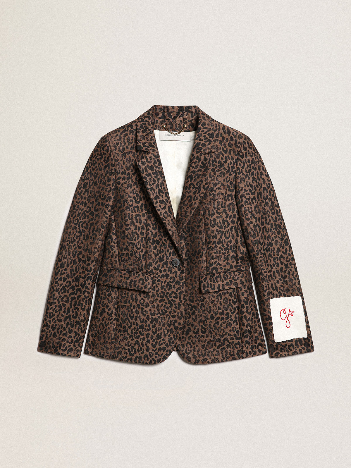 Golden Collection single-breasted blazer in wool with jacquard animal pattern| Golden Goose
