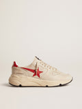 Men's Running Sole in gray nappa leather with red nappa leather star and heel tab| Golden Goose
