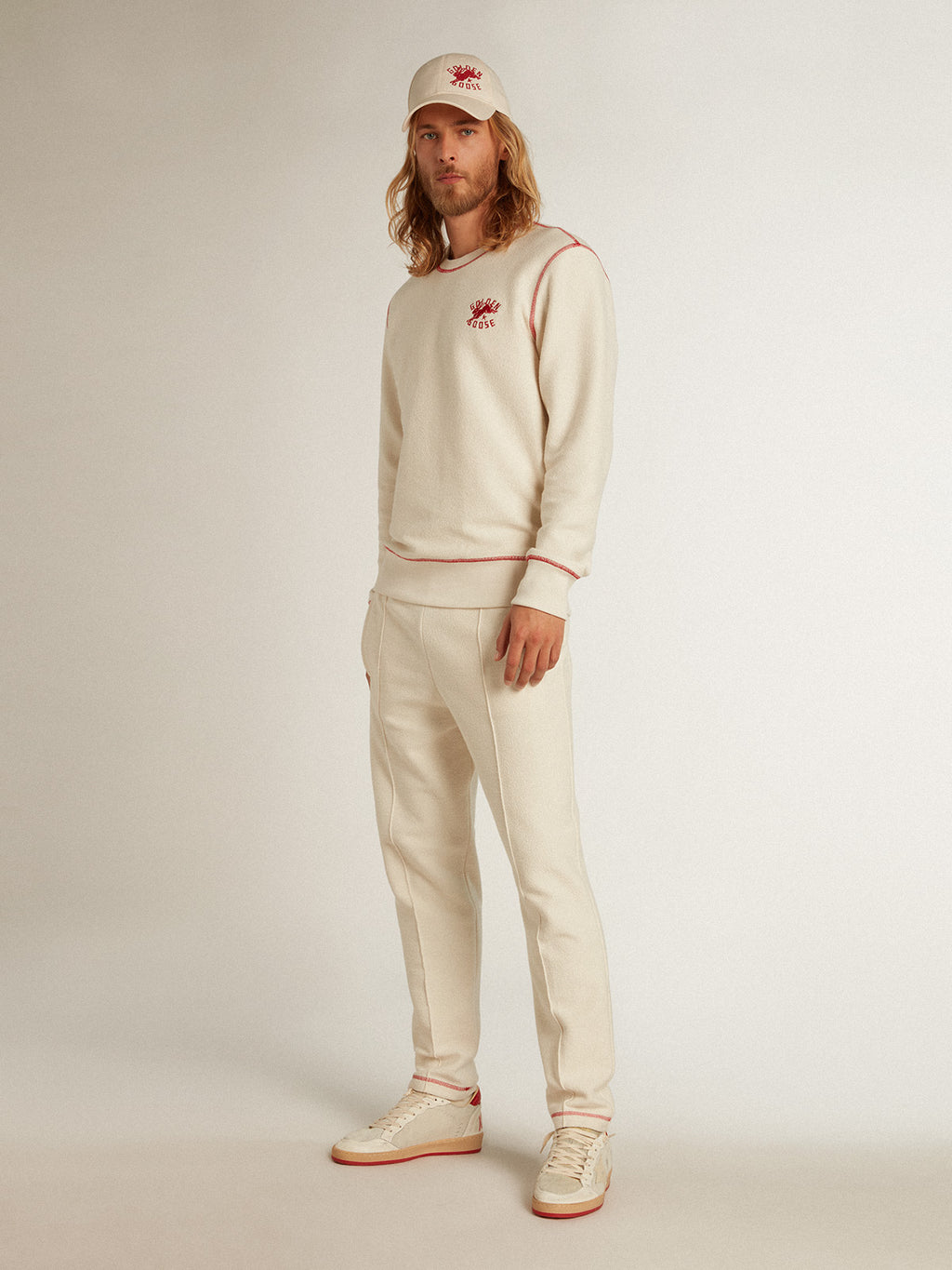 Men's heritage white joggers with CNY logo| Golden Goose