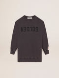 Women's sweatshirt dress with gray logo| Golden Goose