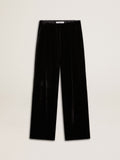 Black velvet-effect pants| Golden Goose